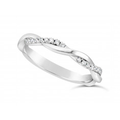 18ct White Gold Ladies 2.5mm Woven Wedding Band Set With 26 Round Diamonds Set 3/4 Of The Way Around The Band. Total Diamond Weight 0.26ct