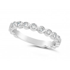 18ct White Gold Round Individual Rubover Set Diamond Wedding Ring Set With 17 Diamonds, Total Diamond Weight 0.51ct, Set 3/4 Of The Way Around The Band, Width 2.7mm 