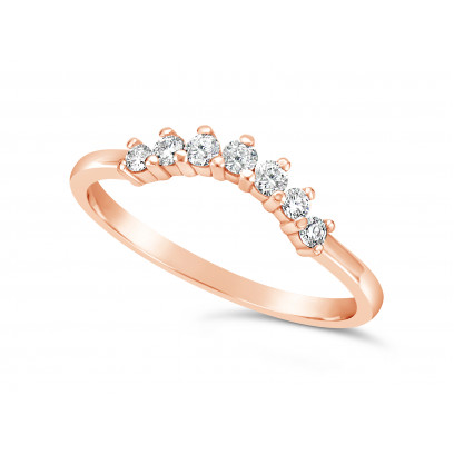 18ct Rose Gold 7 Stone Claw Set Wedding Band, Which Fits Around Most Solitaires. Total Diamond Weight 0.18ct, Head = 2.6mm wide, Band = 1.5mm Wide