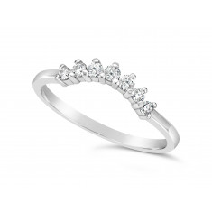 18ct White Gold 7 Stone Claw Set Wedding Band, Which Fits Around Most Solitaires. Total Diamond Weight 0.18ct, Head = 2.6mm wide, Band = 1.5mm Wide
