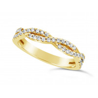 18ct Yellow Gold 2 Row Weave Pave Set Wedding Band Set With 41 Round Diamonds. Total Diamond Weight 0.61ct, 3.2mm Wide