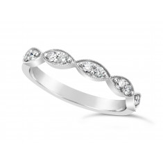 18ct White Gold Marquise Shape Diamond Wedding Band Set With 10 Round Brilliant Cut Diamonds, 2.9mm Wide. Total Diamond Weight 0.25ct