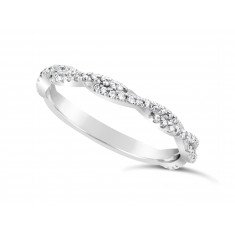 18ct White Gold 2.2mm Wide Full Diamond Set Weave Pattern, Set With 63 Round Diamonds 2/3 Of The Way Around. Total Diamond Weight 0.31ct