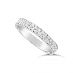 18ct White Gold 18ct White Gold 3.5mm 2 Row Diamond Set Wedding Band, Set With 42 Pave Set Round Brilliant Cut Diamonds, Total Diamond Weight 0.85ct3.5mm 2 Row Diamond Set Wedding Band,