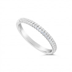 18ct White Gold 2.4mm Wide 2 Row Diamond Set Wedding Band, Set With 56 Round Brilliant Cut Diamonds, Total Diamond Weight 0.30ct