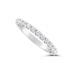 18ct White Gold 2mm Wide Diamond Set Wedding Band, Set With 13 Round Brilliant Cut Diamonds, Total Diamond Weight 0.35ct