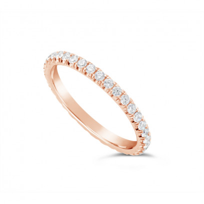 18ct Rose Gold 2mm Wide Fishtail Diamond Set Wedding Band, Set With 36 Round Brilliant Cut Diamonds All The Way Round In A 4 Prong Fishtail Setting , Total Diamond Weight 0.75ct