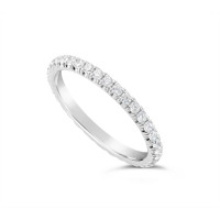 Platinum 2mm Wide Fishtail Diamond Set Wedding Band, Set With 36 Round Brilliant Cut Diamonds All The Way Round In A 4 Prong Fishtail Setting , Total Diamond Weight 0.75ct