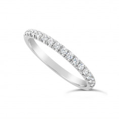18ct White Gold 2.2mm Undercut Set Diamond Wedding Band, Set With 18 Round Brilliant Cut Diamonds Half Way Round In A 4 Undercut Setting , Total Diamond Weight 0.38ct