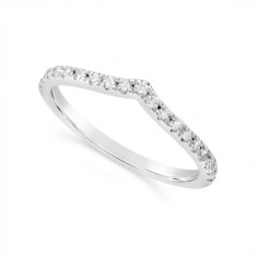 18ct White Gold 1.5mm Wide Shaped Wedding Band Band, Set With 20 Round Diamonds Half War Around The Band, Total Diamond Weight 0.30ct