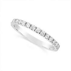 18ct White Gold 1.8mm Wide Wedding Band Band, Set With 15 Round Diamonds Half War Around The Band, Total Diamond Weight 0.30ct