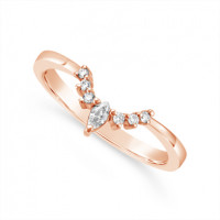 18ct Rose Gold Shaped Wedding Band Set With 1 Marquise Diamond & 6 Round Diamonds, Total Diamond Weight 0.10ct