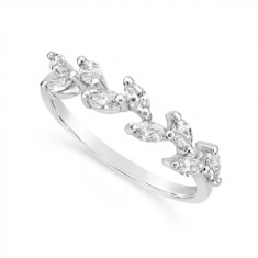 18ct White Gold Marquise Diamond Set Wedding Band, Set With 9 Marquise Diamonds, Total Diamond Weight 0.46ct