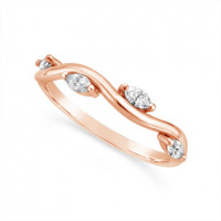 18ct Rose Gold Marquise Diamond Set Weave Wedding Band, Set With 4 Marquise Shape Diamonds, Total Diamond Weight 0.22ct