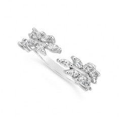 18ct White Gold Marquise & Round Diamond Wedding Band, Set With 14 Marquise Diamonds & 4 Round Diamonds, Total Diamond Weight 0.74ct