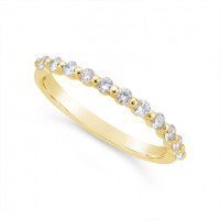 18ct Yellow Gold Diamond Narrow Wedding Band, Set With 11 Round Diamonds, Total Diamond Weight 0.33ct