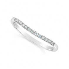 18ct White Gold Diamond Narrow Shaped Wedding Band, Set With 13 Round Diamonds, Total Diamond Weight 0.10ct