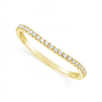 18ct Yellow Gold Diamond Narrow Shaped Wedding Band, Set With 24 Round Diamonds, Total Diamond Weight 0.17ct