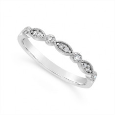 18ct White Gold Diamond Wedding Band, Set With 10 Round Diamonds, Total Diamond Weight 0.10ct