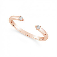 18ct Rose Gold Diamond Open Gap Wedding Band To Sit Next To A Solitaire Diamond Ring, Set With 2 Round Diamonds, Total Diamond Weight 0.05ct