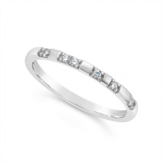18ct White Gold Diamond Narrow Wedding Band, Set With 6 Round Diamonds, Total Diamond Weight 0.07ct