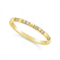 18ct Yellow Gold Diamond Narrow Wedding Band, Set With 6 Round Diamonds, Total Diamond Weight 0.07ct