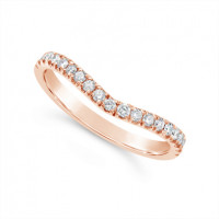 18ct Rose Gold Diamond 2mm Wide Curved Shape Wedding Band, Set With 19 Round Diamonds, Total Diamond Weight 0.34ct