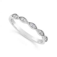 18ct White Gold Diamond Marquise Shape Wedding Band, Set With 10 Round Diamonds, Total Diamond Weight 0.10ct