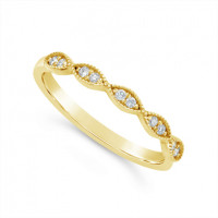 18ct Yellow Gold Diamond Marquise Shape Wedding Band, Set With 10 Round Diamonds, Total Diamond Weight 0.10ct