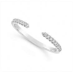 18ct White Gold Diamond Open Wedding Band, Set With 18 Round Diamonds, Total Diamond Weight 0.13ct