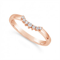 18ct Rose Gold Diamond 7 Stone Claw Set Wedding Band, Which Fits Around Most Solitaires. Total Diamond Weight 0.07ct