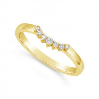 18ct Yellow Gold Diamond 7 Stone Claw Set Wedding Band, Which Fits Around Most Solitaires. Total Diamond Weight 0.07ct