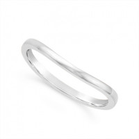 Platinum Plain Shaped Wedding Band To Sit Next To An Engagement Ring