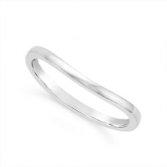 18ct White Gold Plain Shaped Wedding Band To Sit Next To An Engagement Ring