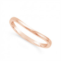 18ct Rose Gold Plain Shaped Wedding Band To Sit Next To An Engagement Ring