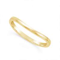 18ct Yellow Gold Plain Shaped Wedding Band To Sit Next To An Engagement Ring