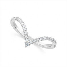 18ct White Gold Wishbone Diamond Set Wedding Band, Which Fits Around Most Solitaire Engagement Rings. Total Diamond Weight 0.20ct
