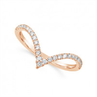 18ct Rose Gold Wishbone Diamond Set Wedding Band, Which Fits Around Most Solitaire Engagement Rings. Total Diamond Weight 0.20ct
