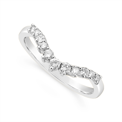 18ct White Gold Diamond 11 Stone Claw Set Wedding Band, Which Fits Around Most Solitaires. Total Diamond Weight 0.25ct