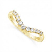 18ct Yellow Gold Diamond 11 Stone Claw Set Wedding Band, Which Fits Around Most Solitaires. Total Diamond Weight 0.25ct