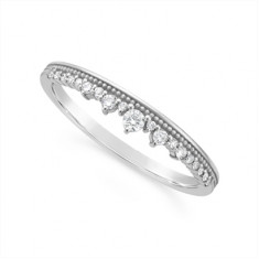 18ct White Gold Diamond Tiara Style Wedding Band, Set With 19 Round Diamonds. Total Diamond Weight 0.15ct