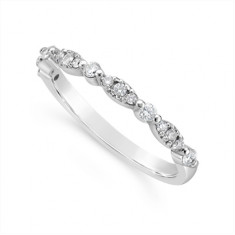 18ct White Gold Diamond Set Wedding Band, Set With 17 Round Diamonds. Total Diamond Weight 0.25ct