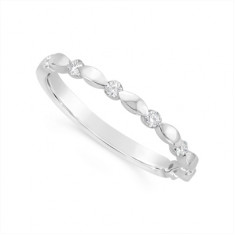 18ct White Gold Diamond  Wedding Band, Set With 7 Rubover Diamonds, Total Diamond Weight 0.19ct