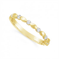 18ct Yellow Gold Diamond  Wedding Band, Set With 7 Rubover Diamonds, Total Diamond Weight 0.19ct