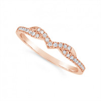 18ct Rose Gold Diamond  Wedding Band, With A Woven Twist To Sit Flush Next To Most Engagement Rings, Set With 27 Round Diamonds, Total Diamond Weight 0.19ct