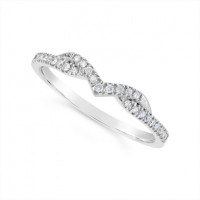 Platinum Diamond  Wedding Band, With A Woven Twist To Sit Flush Next To Most Engagement Rings, Set With 27 Round Diamonds, Total Diamond Weight 0.19ct