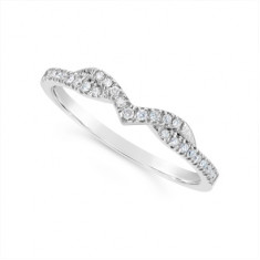 18ct White Gold Diamond  Wedding Band, With A Woven Twist To Sit Flush Next To Most Engagement Rings, Set With 27 Round Diamonds, Total Diamond Weight 0.19ct
