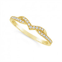 18ct Yellow Gold Diamond  Wedding Band, With A Woven Twist To Sit Flush Next To Most Engagement Rings, Set With 27 Round Diamonds, Total Diamond Weight 0.19ct