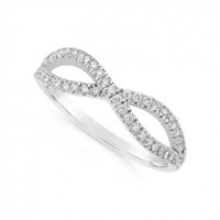 Platinum Diamond  Wedding Band, Infinity Design, Set With 51 Round Diamonds, Total Diamond Weight 0.25ct