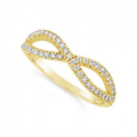 18ct Yellow Gold Diamond  Wedding Band, Infinity Design, Set With 51 Round Diamonds, Total Diamond Weight 0.25ct